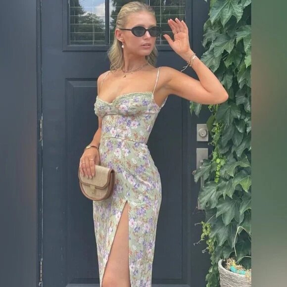 House of CB Charlotte Peony Print Floral Midi Dress Size XS - Picture 6 of 16